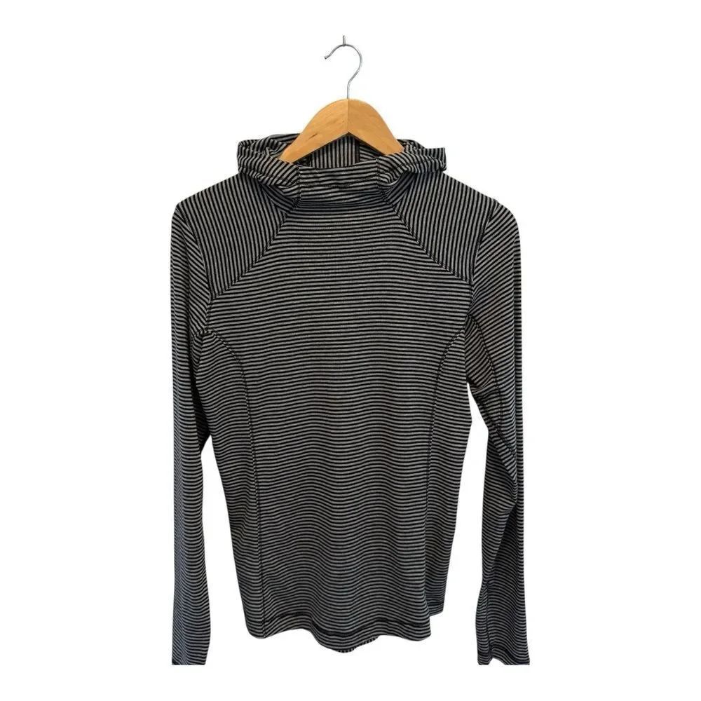 Black and Gray Columba Omni Wick Striped Scuba Hoodie Athleisure Trendy